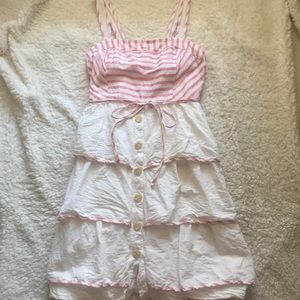 Maeve Sweet Shoppe Tiered Striped Button Dress 8